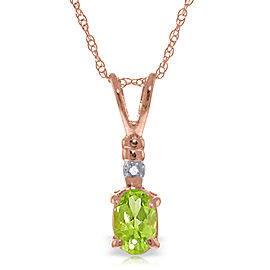 14K Solid Rose Gold Necklace with Natural Diamond & Peridot