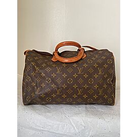 LOUIS VUITTON LV Speedy 35 Travel Hand Bag Monogram Leather Brown