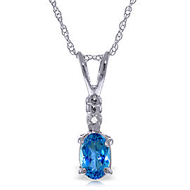 0.46 CTW 14K Solid White Gold Ball In Court Blue Topaz Diamond Necklace