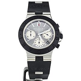 BULGARI DIAGONO CHRONOGRAPH 38MM WHITE GOLD RUBBER STRAP GRAY DIAL REF: ACW38G