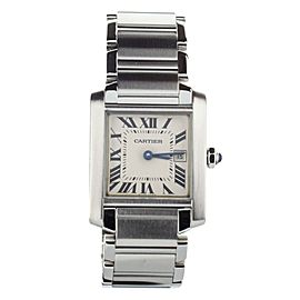 Cartier Tank Francaise Medium Stainless Steel White Dial Quartz 30x25mm 2465