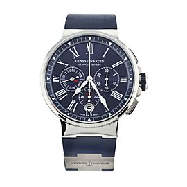 ULYSSE NARDIN MARINE ANNUAL CALENDAR CHRONOGRAPH BLUE 43MM 1533-150 FULL SET