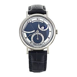 Breguet Classique White Gold Engraved Blue Dial Deployant Clasp 39mm 7137