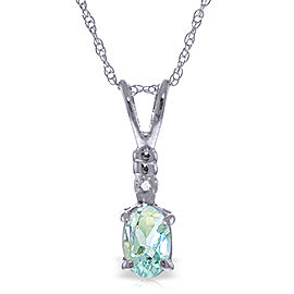 0.46 CTW 14K Solid White Gold Another Victory Aquamarine Diamond Necklace