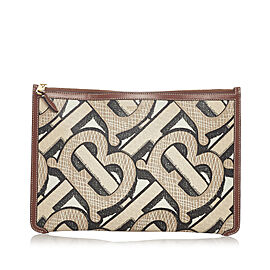 Burberry Monogram Leather Clutch Bag