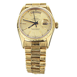 Rolex Day Date Yellow Gold on Yellow Gold Bark Bracelet Gold Dial 36mm 18078