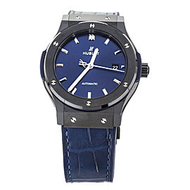 Hublot Classic Fusion Blue Dial Ceramic on Leather 42mm 542.CH.7170.LR Full Set