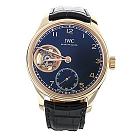 IWC PORTUGIESER TOURBILLON HAND-WOUND ROSE GOLD BLUE DIAL 43MM IW546305 FULL SET