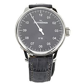 Meistersinger No.1 Single Hand Black Dial Stainless Steel 43mm Full Set