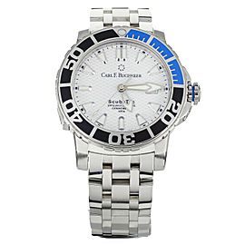 CARL BUCHERER PATRAVI SCUBATEC STAINLESS STEEL WHITE DIAL 44MM 10.0865 FULL SET