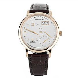 A. Lange & Sohne Grand Lange 1 Rose Gold Silver Dial on Alligator 41mm 117.032