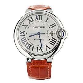 Cartier Ballon Bleu Automatic on Orange Alligator Strap 42mm W69016Z4 Full Set