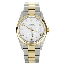 Rolex Oyster Perpetual Date Stainless Steel Yellow Gold 34mm 15203 Full Set