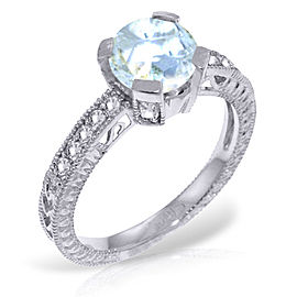 1.8 CTW 14K Solid White Gold Build Tomorrows Aquamarine Diamond Ring