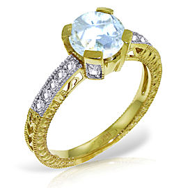 1.8 CTW 14K Solid Gold Fleshless Chant Aquamarine Diamond Ring