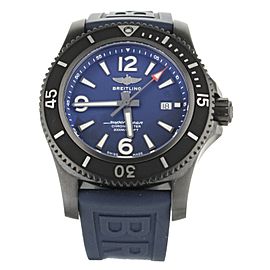 Breitling Superocean Black Steel Blue Dial Black Titanium on Rubber 46mm M17368