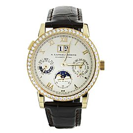 A. Lange & Sohne Langematik Perpetual Yellow Gold Diamond Bezel 820.021 Full Set