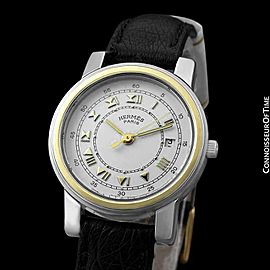 HERMES Carrick Ladies Stainless Steel & 18K Gold Watch