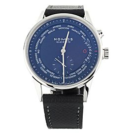 Nomos Zurich Weltzeit Blue Dial stainless steel world time 39mm 807 full set