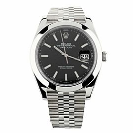 Rolex DateJust Black Dial Jubilee Bracelet Smooth Bezel 41mm 126300 Full Set