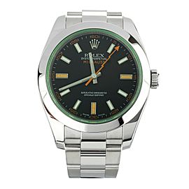 Rolex Milgauss Stainless Steel Black Dial Green Crystal 40mm 116400GV