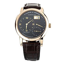 A. Lange & Sohne Lange 1 Rose Gold Black Dial Alligator Manual 38.5mm 101.031