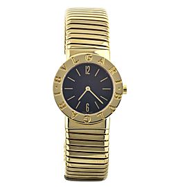 Bulgari Tubogas Yellow Gold on Bracelet Black Dial Quartz 26mm BB 26 2T