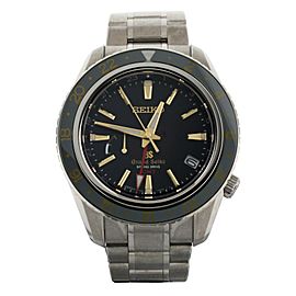 Grand Seiko Spring Drive GMT Titanium Bracelet Black Dial 43mm SBGE015 Full Set