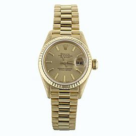 Rolex Lady Datejust Yellow Gold President Bracelet Champagne Dial 26mm