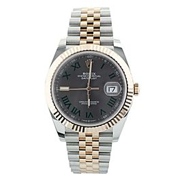 Rolex Datejust 41 Stainless Steel Rose Gold Wimbledon Dial 41mm Full Set