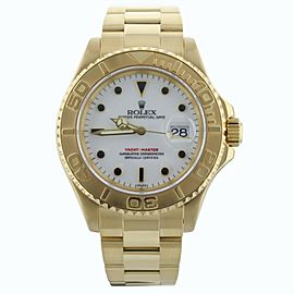 Rolex Yacht-Master Yellow Gold White Onyx Dial on Bracelet 40mm 166288 Full Set