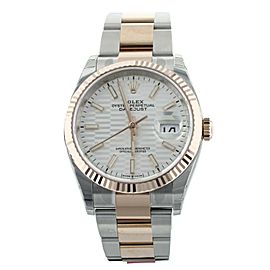 Rolex Datejust Stainless Steel Rose Gold Motif Silver Dial Bracelet 36mm