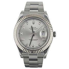 Rolex Datejust 41 Stainless Steel Factory Silver Diamond Dial 41MM 116334