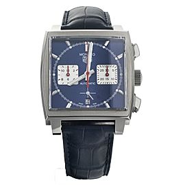 Tag Heuer Monaco Chronograph Stainless Steel Blue Dial Alligator 39mm CBL2111