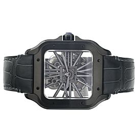 Cartier Santos Skeleton Large DLC Stainless Steel Alligator Manual 39mm WHSA0009