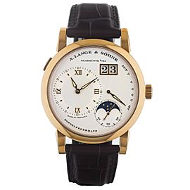 A. Lange & Sohne Lange 1 Moon Phase Rose Gold Alligator 38.5mm 109.032 NOS