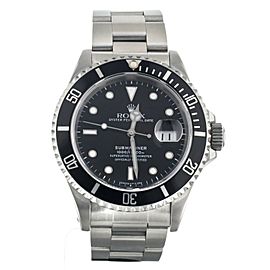 Rolex Submariner Date Stainless Steel Black Dial Steel Bezel Bracelet 40mm 16610