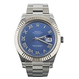 Rolex Datejust II Stainless Steel Fluted Bezel Blue Dial 41mm Full Set