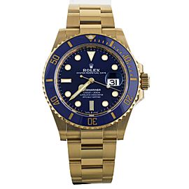 Rolex Submariner Yellow Gold Blue Dial on Gold Bracelet 41mm Full Set