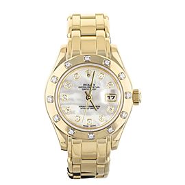 Rolex Datejust Pearlmaster Yellow Gold Mother of Pearl Diamond Bezel 29mm