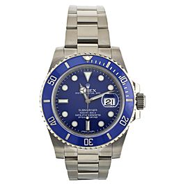 Rolex Submariner Smurf Blue Dial White Gold on Bracelet 40mm Full Set