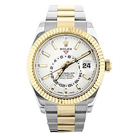 Rolex Sky-Dweller Stainless Steel Yellow Gold White Dial 42mm Full Set