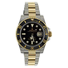 Rolex Submariner Stainless Steel Yellow Gold Black Serti Dial 40mm