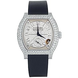 F.P. Journe Elegante platinum Pave diamond dial and case Rubber Strap Depoyant