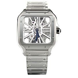 Cartier santos XL Skeleton Stainless Steel on Bracelet 40mm WHSA0015 Full Set