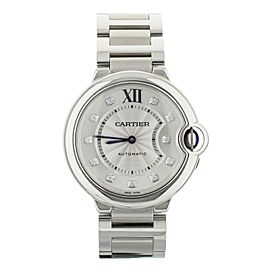 Cartier Ballon Bleu Silver Diamond Dial Stainless Steel Bracelet