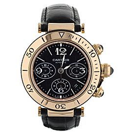 Cartier Pasha Sea-Timer Chronograph Rose Gold Black Dial Alligator