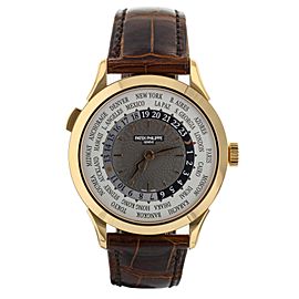 Patek Philippe World Timer Rose Gold Silver Guilloche Dial 38mm