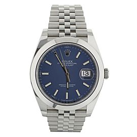 Rolex Datejust 41 Stainless Steel Blue Stick Dial Jubilee