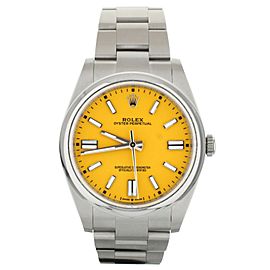 Rolex Oyster Perpetual Stainless Steel Yellow Dial Bracelet 41mm Full Set